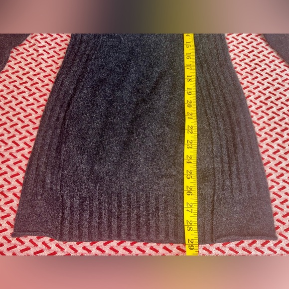 Autumn Cashmere Gray/Black 100% cashmere ribbed funnel neck turtleneck dress XS - Picture 10 of 11